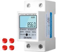 DEWIN Contatore di Energia Monofase,5(80) A 230V 50Hz Schermo LCD Contatore Energia Elettrica Misuratore Di Consumo Elettrico per Montaggio su Guida