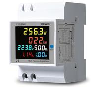 DEWIN Contatore Energia Elettrica Monofase, 6 in 1 Multifunzione Misuratore Consumo Elettrico 100A AC 40-300V Wattmetro Voltmetro Amperometro su Guida DIN Misuratore di Elettricità con Display LCD