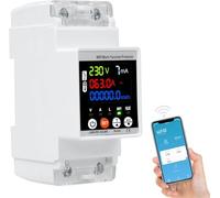 DEWIN Contatore Energia Elettrica WiFi,63A AC230V Misuratore Consumo Elettrico WiFi Automatica Protettore di Sovratensione e Sottotensione WiFi Scaricatore di sovratensione 220V (Tensione Regolabile)