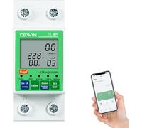 DEWIN Misuratore di Consumo Elettrico WiFi,63A AC 80-300V Rilevatore Consumi Elettrici WiFi Misuratore di Consumi Elettrici WiFi Protezioni di Sovratensione e Sottotensione(Tensione Regolabile)
