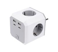 DEWIN Multipresa 8 in 1 Cubo di Presa, Multipresa a Parete con Interruttore Spina di Alimentazione UE, 4 Prese di Corrente 2 Porte USB-A e 2 Porte USB-C