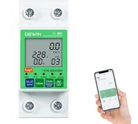 DEWIN Protettore di Sovratensione e Sottotensione,63A AC 80-300V Protezione Sovratensione Contatore Energia Elettrica WiFi Misuratore Consumo Elettrico WiFi(Tensione Regolabile)