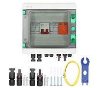DEWIN Quadro fotovoltaico,500V 32A Solar PV Combiner Box 2 in 1 out Combiner Box Fotovoltaico Scatola di Distribuzione in Plastica Impermeabile per Esterni Sistema Solare