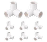 DEWIN Raccordo per Tubi a 3 Vie, 10 Pezzi Raccordi per Tubi a 3 Vie Raccordo a T in Plastica PVC Raccordo Angolo a Gomito Diametro Interno 25mm(Bianco)