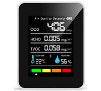 DEWIN Rilevatore di CO2, Monitor di Anidride Carbonica CO2, Anidride Carbonica Portatile a Batteria HCHO TVOC Temp Humi 5 in 1 Meter Monitor della qualità dell'Aria
