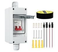 DEWIN Scatola Combinata Solare Fotovoltaica, 2P 1000V 32A Interruttore Isolatore CC Scatola di Distribuzione Combinata Solare Interruttore Fotovoltaico CC per fotovoltaico solare Plug-and-Play
