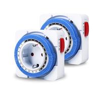 DEWIN Timer Presa Elettrica,AC230V 16A 3680W Timer Meccanico da 24 Ore Presa Programmabile Presa a Comando Orario con 96 Segmenti Giornaliero (2PCS)