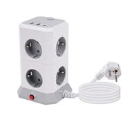 DewinLVD 11 in 1 Presa Multipla, Ciabatta Multipresa con Interruttore Cubo di prese 8 prese 4000W/16A 2 USB-A 1 USB-C Adattatore di presa con Cavo di Prolunga da 1,8 Metri per L'ufficio Domestico