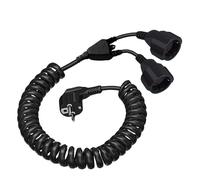 DewinLVD Cavo di prolunga, Prolunga a Spirale con Spina di Sicurezza 2m Max IP20 Cavo a Spirale H05VV-F 3G 250V 16A Max 3680 W per L'ufficio domestico Nero