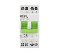 DewinLVD Interruttore di trasferimento, commutatore manuale 2P Dual Power DIN guida interruttore di separazione manuale 240AC 63A
