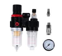 DewinLVD Regolatore Pressione Compressore, 1/4" Regolatore di Pressione Aria Filtro Condensa Compressore con Manometro Attacco Rapido