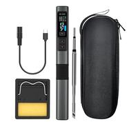 DewinLVD Saldatore a Stagno, Saldatore USB C, DC9-24V, 100W, HS-02B | Soldering Iron Portatile, 100-450°C 2 secondi, 3 Temperature Preimpostate, 3 teste saldatura con Cavo, display IPS 0,96 inch