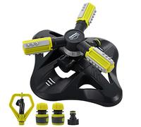 Dewinner -Irrigatore per Giardino, Automatico Rotante a 360 °, 3 bracci girevoli regolabili per piante e fiori, 2 ugelli circolari a spruzzo, 3 connettori