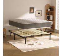 DEWINNER Letto Completo | Materasso a Memoria 30cm | Rete a Doghe 140x190cm | Alto 35cm, con 8 piedi, 13 doghe, Facile da montare, Ortopedico, Antiacaro, Grigio，Letto una piazza e mezza