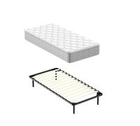 DEWINNER Materasso singolo 80x190 a Molle e Schiuma alto 20cm + Rete in ferro a doghe，in Legno Ortopedica Piedi，con 6 piedi Smontabile，Altezza 35cm，Confortevole e Traspirante