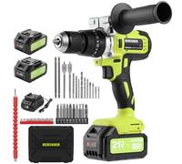 DEWINNER Percussione Batteria 21V,90Nm Trapano Avvitatore a Batteria con 2 Batterie 4Ah, 20+3 Coppie, 13mm Mandrino, 2 Velocità, 39 Accessori e Valigetta, per Casa Riparazione, Fai da te