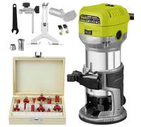 DEWINNER Rifilatore Fresatrice Verticale per Legno Elettrica 7100W 13000-33000 RPM, 6 Velocità Variabili, Legno Rifilatrice Elettrica Con 12 pezzi Fresatura Cuter e 3 Mandrino (1/4pollici/6mm/8mm)