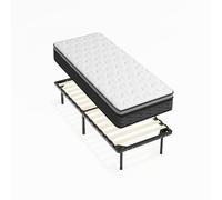 DEWINNER Set Materasso Singolo 80x190 a Molle e Schiuma alto 30 cm + Rete in ferro a doghe，in Legno Ortopedica，con 6 piedi Smontabile，Altezza 35cm，Confortevole e Traspirante，da montaggiare