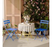 DEWINNER Set tavolo e sedie, pieghevole, set tavolo e sedie da giardino in tre pezzi, 1 tavolo e 2 sedie, con tovaglia impermeabile, set di mobili da balcone