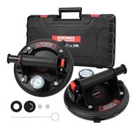 DEWINNER Ventosa sottovuoto con manometro, 2x Ventose per Vetro, Ventose per Piastrelle con Cassetta Attrezzi Portatile Portata 300kg, per il Sollevamento e la movimentazione di Materiali come Vetro