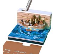Dewireaey Calendario 3D | Scultura speciale di carta della nave pirata, ornamento creativo 2026, decorazione per scrivania, festa, scuola, casa, posto di lavoro, feste