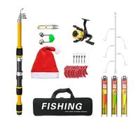 Dewireaey Canna da inclusa - Attrezzatura da con | Canna da natalizia con mulinello e set di esche | per padri, mariti, amici e uomini in mare, fiume, stagno