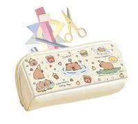 Dewireaey Cartone animato Capybara Astuccio - Grande capacità | Doppio scomparto cartone animato per studenti scuola lavoro zaino quotidiano, Una giornata a , vedi descrizione, Vedi