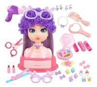 Dewireaey Testina per Trucco e Acconciature | Bambola Testa Per Acconciature Con Set Da Parrucchiere E Giocattoli Per Trucco - 31 Giocattolo per Imparare a Vestire Bambini Dai 3 Anni