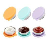 Dewocke 3 Contenitori per Condimenti per Insalata, Mini Contenitore per Salse in Acciaio Inox con Copertura in Silicone, 50ml Contenitori Piccoli per Alimenti, Riutilizzabile per bento picnic e viaggi