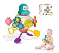 Dewocke Cubo Sensoriale Educativo Montessori per Bambini 1-3 Anni, 8 in 1 Cubo di Abilità Motorie, per Lo Sviluppo Motorio e Apprendimento, Giocattolo Sensoriale per Regali di Compleanno