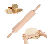 Dewocke Mattarello in Legno con Manici, Mattarelli Rolling Pin Rotante Centrale per Facile Cottura, Rullo per Pasta, Biscotti, Pizza, Torta, Pasticceria - Faggio Naturale, 46 cm