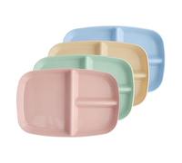 Dewocke Set di 4 Piatti da Divisi, Piatti con Scomparti per Controllo Porzioni, Piatti Infrangibili per Bambini e Adulti, Piatti Riutilizzabili per Picnic, Adatti al Microonde e alla Lavastoviglie