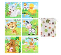 Dewocke Set di 6 puzzle in legno a 9 pezzi ciascuno, giocattoli Montessori animali, perfetti per l'educazione dei bambini e delle ragazze, giocattolo educativo ideale per bambini dai 2 ai 5 anni