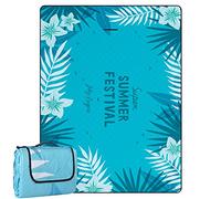 DEWUR coperta da picnic coperta da spiaggia impermeabile lavabile Sandfrei XXL coperta da campeggio tappetino da spiaggia isolata con parte inferiore impermeabile blu estate (300x200cm)