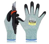 DEX FIT Cru553 Guanti Anti Taglio Livello 5-3D Fit, Presa Antiscivolo in Nitrile, Leggeri e Traspiranti, Resistenti, Touchscreen, Lavabili; Verde 9 (L) 3 Paia