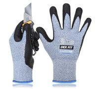 DEX FIT Cru553 Thin Calibro 15, Guanti Resistenti al Taglio Livello 4, Comodo Stretch Fit, Presa Salda, in Schiuma di Nitrile Resistente, Smart Touch, Lavabili in Lavatrice, Blu XS (6) 1 Paio