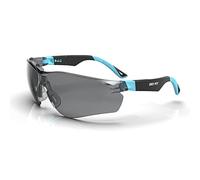 DEX FIT SG210, Occhiali da sole di sicurezza, antiappannamento e antigraffio, protezione Z87, regolabili, anti-UV (montatura nera/blu, lenti scure)