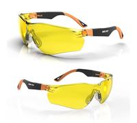 DEX FIT SG210, Occhiali di sicurezza antiappannamento e antigraffio, regolabili, unisex, protezione Z87 e protezione da luce blu e raggi UV (montatura nera/arancione, lenti gialle)