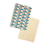 Dexam Set di 2 strofinacci in cotone riciclato a pois retrò - foglia di tè