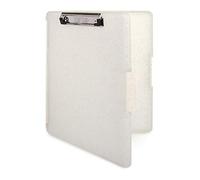 Dexas Slimcase - 2 portablocco in plastica con scomparto e apertura laterale, rilegatura bianca glitterata naturale, per organizzare, trasportare e riporre, supporto A4, portablocco per