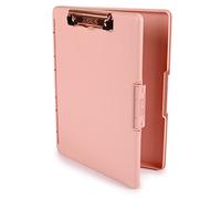 Dexas Slimcase - Portablocco con Apertura Laterale, Rosa Cipria con Clip in Oro Rosa, per Ufficio da Trasportare e Riporre, Supporto A4, Combina Stile e Funzionalità
