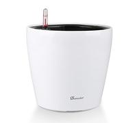 Dexceder Vaso da fiori ad acqua alta lucentezza da 20 x 20 cm per interni ed esterni, design interno con vaso di fiori ispessito da tavolo con indicatore del livello dell'acqua (bianco)