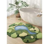 DEXI Tappetino da bagno in muschio, ultra spesso, morbido, verde, assorbente, in microfibra, antiscivolo, per bagno, doccia, lavandino, camera da letto, 61 x 109 cm, verde muschio