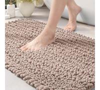 DEXI Tappeto Bagno in Ciniglia 60 x 110 cm, Tappeti Morbido e Antiscivolo, Tappetino Doccia Assorbente d'acqua, Lavabile in Lavatrice, Beige