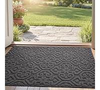 DEXI Zerbino Ingresso Interno 60 x 90 cm, Zerbini Antiscivolo e Lavabile in Lavatrice, Tappetino Assorbente per Casa, Cane, Porta, Grigio Carbone