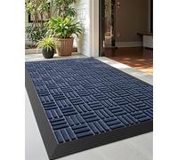 DEXI Zerbino per ingresso esterno, in gomma resistente, per interni ed esterni, resistente allo sbiadimento, a basso profilo, facile da pulire, 43,2 x 73,7 cm, blu labirinto