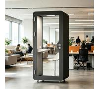 Dexinhdh Cabina Insonorizzata Mobile Per Ufficio, Con Illuminazione A LED E Pannelli Acustici, Cabina Silenziosa Con Ruote Per La Massima Privacy Durante Lavoro, Studio E Chiamate(Black)