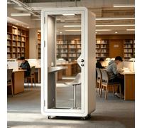 Dexinhdh Cabina Insonorizzata Mobile Per Ufficio, Con Illuminazione A LED E Pannelli Acustici, Cabina Silenziosa Con Ruote Per La Massima Privacy Durante Lavoro, Studio E Chiamate(White)