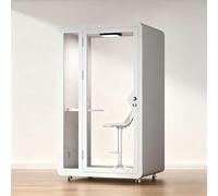 Dexinhdh Cabina per Ufficio Insonorizzata, Cabina per Riunioni Silenziosa con Pannelli Acustici, Illuminazione A LED, Porte USB, Cabina di Lavoro Portatile E Rimovibile(White,135cm)