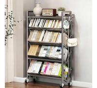 Dexinhdh Carrello Porta Libri Con Ruote, Scaffale Portaoggetti Mobile Di Grande Capacità Con Ruote, Ripiano Portaoggetti In Acciaio Al Carbonio Con Divisorio Antiscivolo Per Casa(5 Tier-50cm)